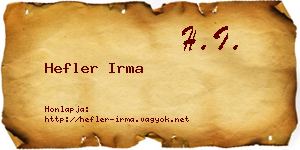 Hefler Irma névjegykártya